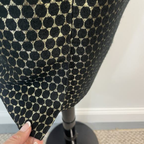 Ann Taylor Black Gold Polka Dot Pencil Skirt Size 2 Straight Knee Career Cocktai - Picture 8 of 9